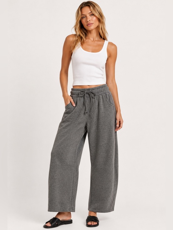 Zenana Outfitters Pants - 129. 📦 Women’s Charcoal Fleece Barrel Wide Drawstring Sweatpants NEW